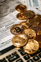Tax Implications: A detailed view of the tax implications for cryptocurrency transactions, with tax forms and documents related to crypto earnings