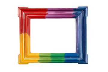 Colorful wooden frame isolated on white background