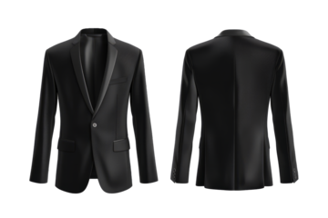 clothing mockup with front and back views, presenting a sleek and stylish blazer for both men and women.