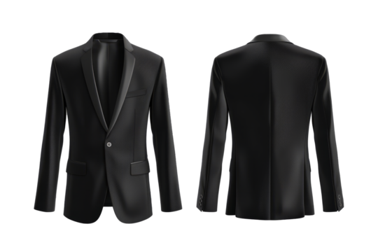 clothing mockup with front and back views, presenting a sleek and stylish blazer for both men and women.