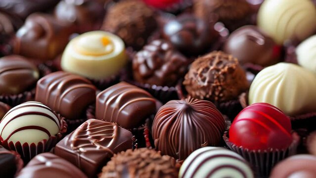 Close-up view of assorted chocolate candies
