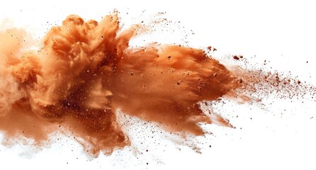 Brown Powder Explosion Against White Background