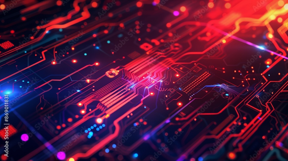 Aufkleber tech-themed background with intricate circuits and glowing elements, highlighting futuristic innovat