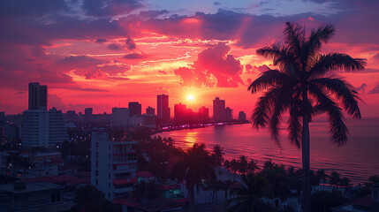 Obraz premium sunset over the city