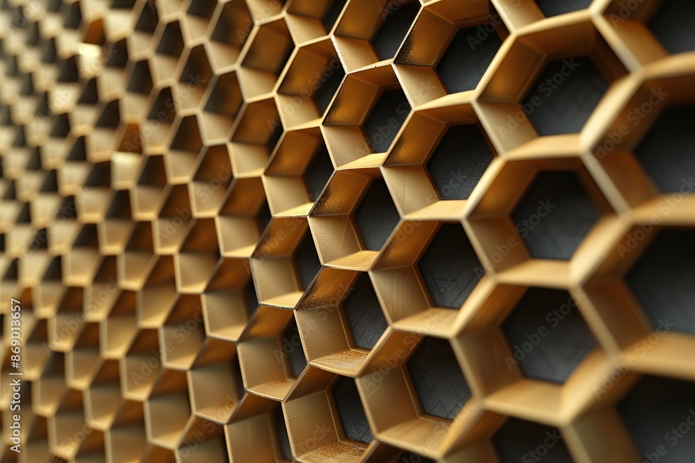 Poster 3d scene of a honeycomb pattern with depth and shadow effects , generated by ai