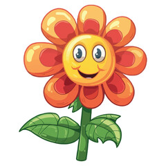 Fototapeta premium A flower cartoon character isolated on white background
