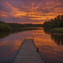 Obraz premium Default As the sun dipped below the horizon the sky blazed wit