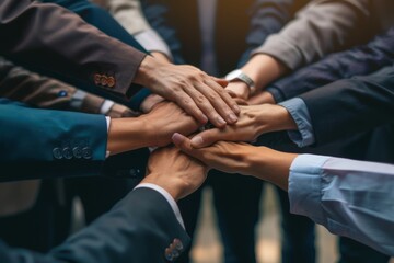 Obraz premium Successful Team Building and Collaboration: Trust and Synergy in Corporate Community,High five each other