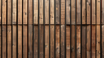 Detailed seamless design of vertical wooden slats for wall paneling, using raw natural brown wood lath to achieve a modern and stylish texture.