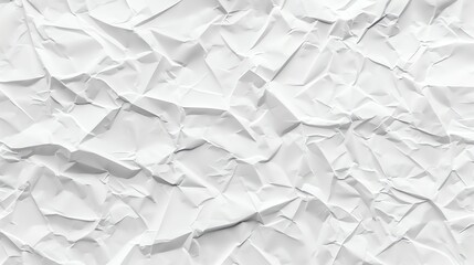 A close-up view of a wrinkled white paper, showcasing its texture.  