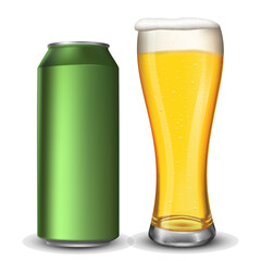 Beer bottle and glass - vector illustration