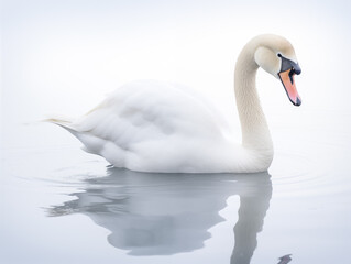 a white swan swimming in water