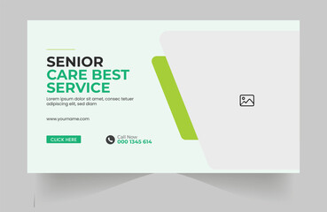 Senior health care you tube banner template design & Medical healthcare video thumbnail or web banner video thumbnail,