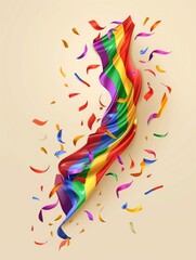Rainbow ribbon flying through air
