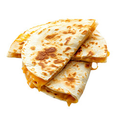 Delicious, cheesy quesadilla slices stacked and ready to eat. Perfect for Mexican cuisine themed projects or food-related designs.