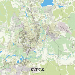 Kursk, Russia map poster art