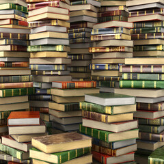 3d render of big pile of colorful books on full screen.