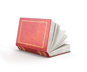 3d render of one open book on a white background.