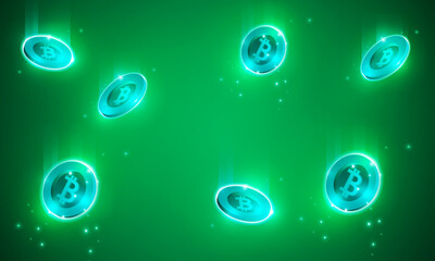 Financial chart with moving up arrow graph bitcoin cryptocurrency technology in stock market on blue color background concept innovation background, vector design