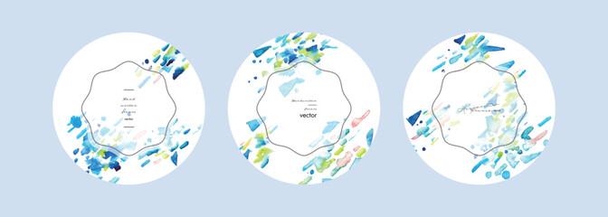 水彩画。水彩タッチの幾何学ベクターイラスト。抽象的なイメージの水彩背景。夏の水色水彩背景。Watercolor painting. Geometric vector illustration with watercolor touch. Abstract image watercolor background. Summer light blue watercolor background.