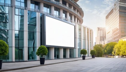 Obraz premium Modern urban billboard at sunset, ready for advertising content