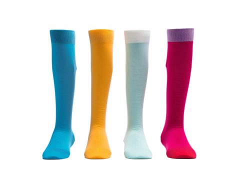 a row of different colored socks