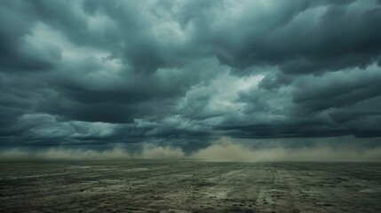 Obraz premium Dark clouds over empty fields