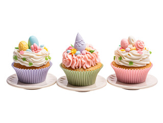 a row of cupcakes with frosting