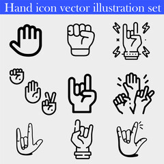pack of different hands gestures and signs set
