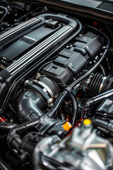 Obraz premium Engine of a modern car, automotive engineering
