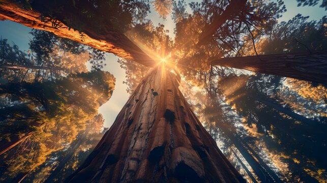 Giant sequoias in california from ground img