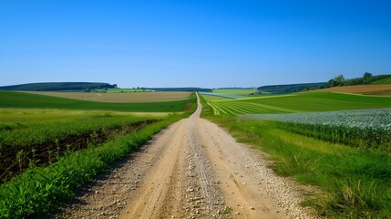 A dirt road passing through the countryside