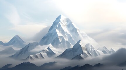 Landscape ice mountain.painting everest view background. winter ideas concepts