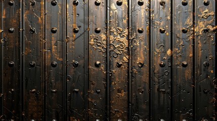 Obraz premium A black and brown wooden surface with many holes and a lot of rust