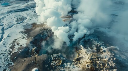 Fototapeta premium Landscape of the geysers from above image