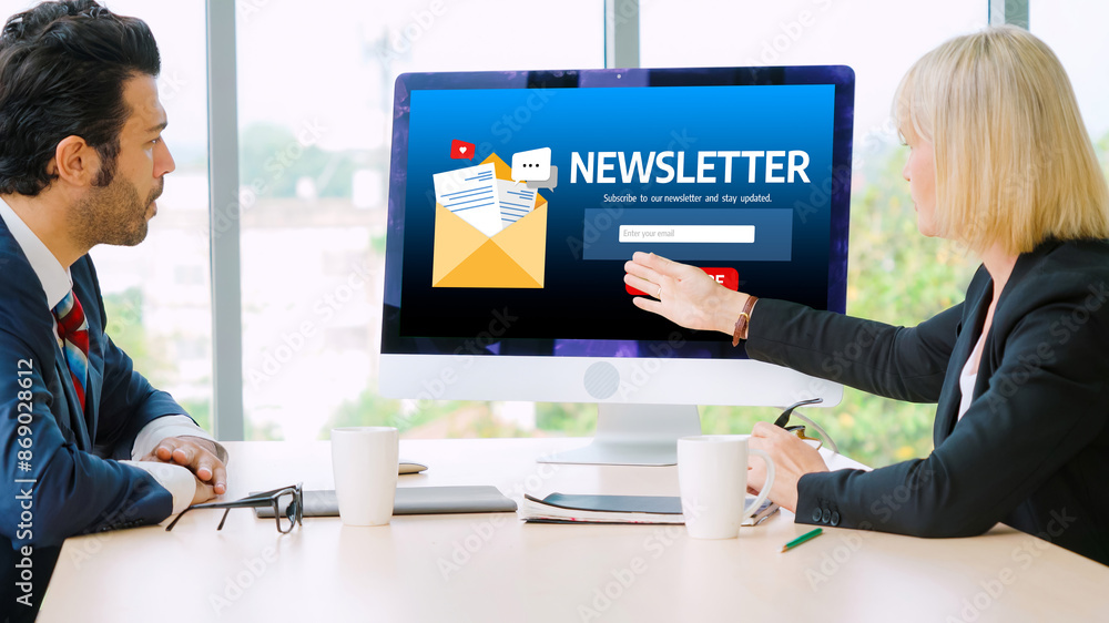 Poster newsletter signup page on computer for customer to subscribe snugly newsletter update information to