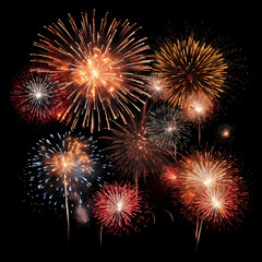 Naklejka premium fire works in the sky with black background