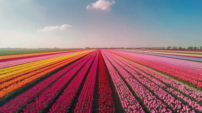 A landscape of vast tulip fields img