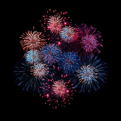 fire works in the sky with black background