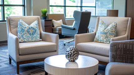 Fototapeta premium Modern Office Waiting Area with Comfortable Seating