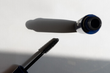 black mascara on white background close-up