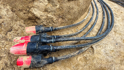 Laying new high-voltage cable lines in the trench