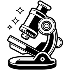 illustration of a microscope vector silhouette logo icons.