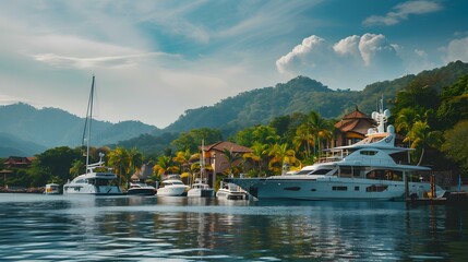 Landscape with an exclusive yacht club located