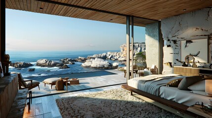 Fototapeta premium A luxury hotel room on the coast img
