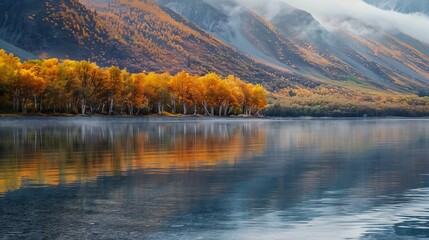 Scenic Eklutna Lake Autumn Colors : Generative AI
