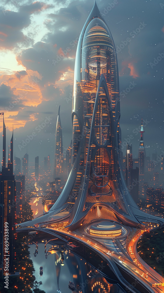 Wall mural sci-fi future cities and buildings