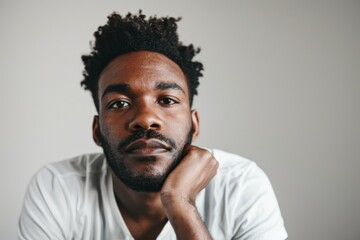 Fototapeta premium portrait of adult Black man looking at camera in studio