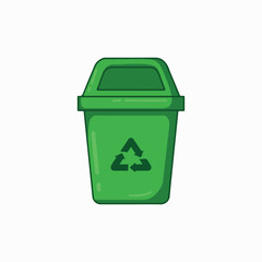 illustration art green rubbish bin sticker design