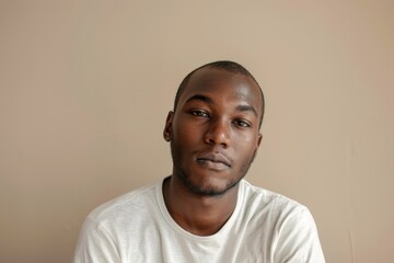 Fototapeta premium portrait of adult Black man looking at camera in studio